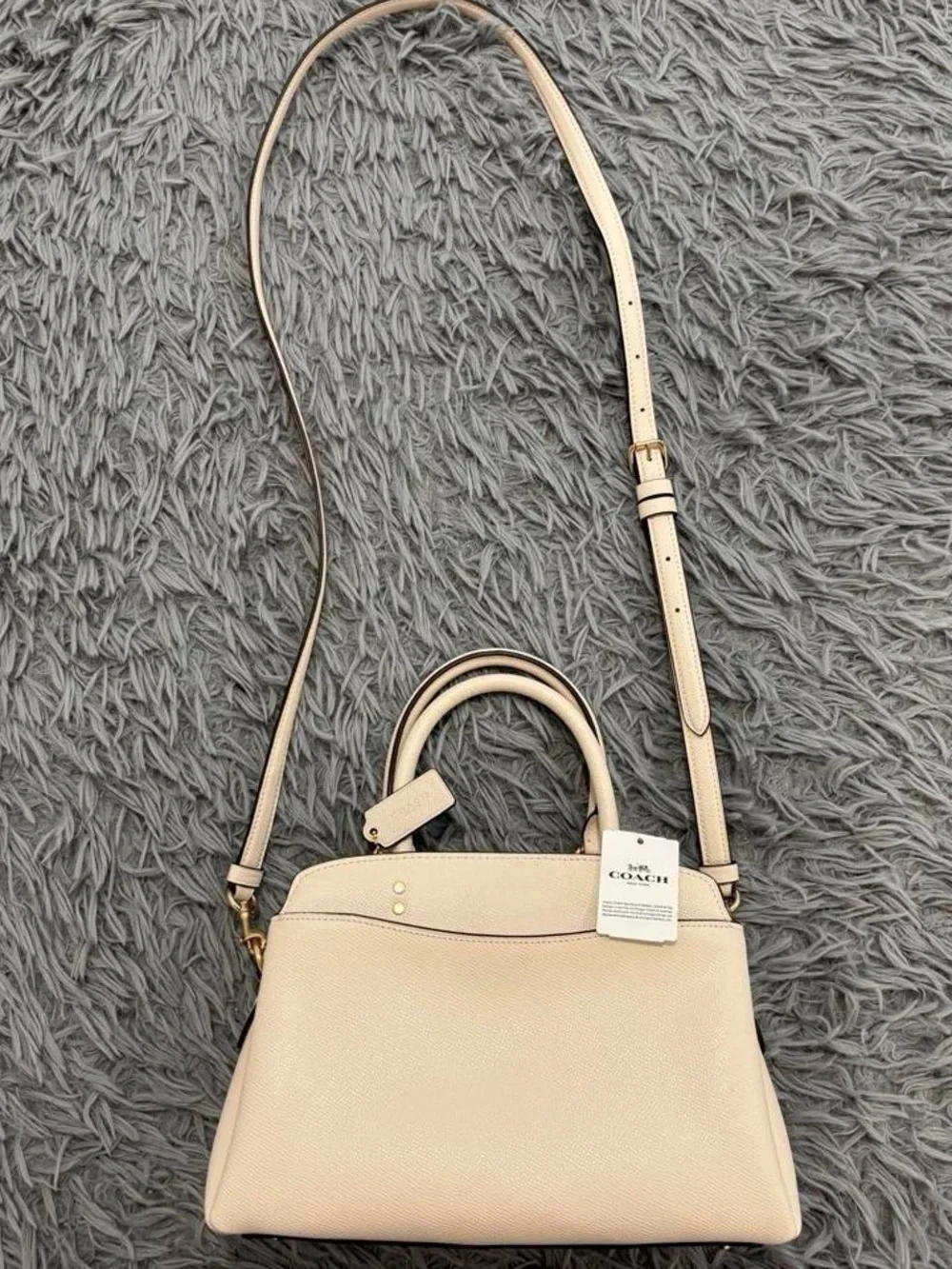 NEW Coach Mini Lillie Carryall Handbag Leather In Chalk Crossbody Strap Classy